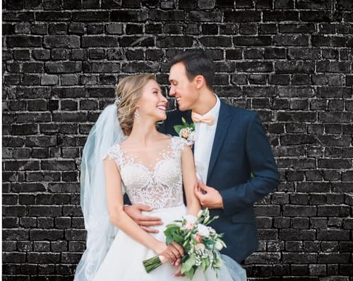 CHAIYA 10x8FT Black Brick Photography Backdrop Brick Backdrop Baby Shower Birthday Party Decoration Backdrop Newborn Baby Photoshoot Prop 298 - size: 10′x8′