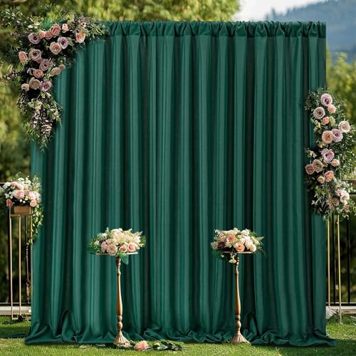 Green Backdrop Curtains 10ft x 8ft Polyester Drapes for Halloween Party Birthday Christmas Background for Photography 4 Panels 5ft x 8ft - color: Green, size: 5ft x 8ft 4 Panels