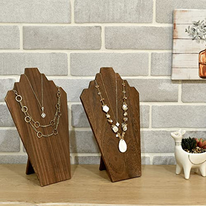 Ikee Design 2 Pcs Lightweight Wooden Necklace Display Bust Easel Jewelry Display for Shows, Necklace Stand, Brown Color, 8.3 W x 4.3 D x 13 H in - color: Brown