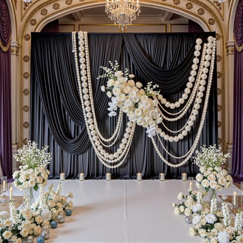 Black Wrinkle Free Black Backdrop Curtains for Parties, Thick Fabric Photo Backdrop Drapes for Birthday Wedding Baby Shower Party Photography Background Backdrop, 10ft x 7ft - color: Black, size: 10ftx7ft