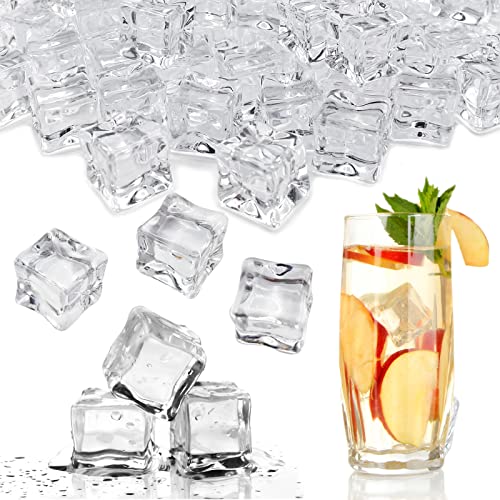Fake Ice Cubes, 50 PCS 0.8" Fake Ice, Artificial Acrylic Crystal Diamonds for Vase Fillers, 20 mm Plastic Ice Cubes for Party, Wedding - color: 20 MM-50PCS