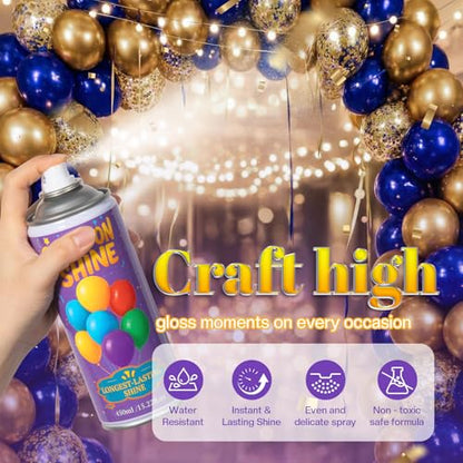 Balloon Shine Spray for Party : 15 oz Balloons Spray Silicone for Mother's Day Halloween Birthday Decorations - Long Lasting Instant High Shine Waterproof for Outdoor Décor