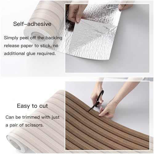 Peel and Stick PVC Slat Wall Panels, Wood Grain Self-Adhesive Soundproof Paneling, 3D Faux Wood Panels for Bedroom Bathroom Walls & Ceilings 118"x15.75"(Light Walnut,13Sq.ft) - color: Light Walnut