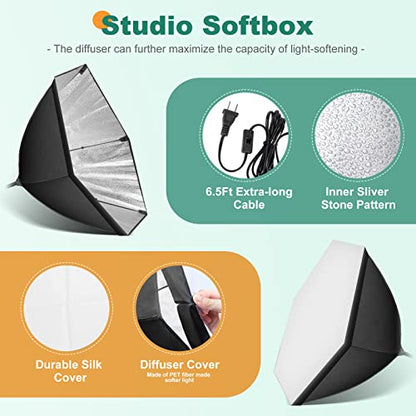 Torjim Softbox Lighting Kit - 30"X30" Professional Photography Lighting for Filming, Model Portrait, Product & Fashion Photography - size: 30" octa + 2Pcs