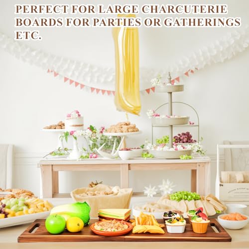 Large Charcuterie Board with Handles – 33 x 12 Inch Extra Large Acacia Wood Foldable Long Serving Tray – Portable Big Cheese Board and Long Cutting Board for Appetizers, Party, or Travel