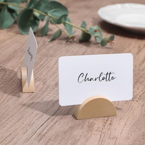 UNIQOOO 10 Set 2" Arch Birch Wood Stand with Cards |1.2mm Slot, for Name Cards, Solid Wood Place Card Holder, Photo Display Stand | for Event Decor, Retail Shop, Cafe Restaurant Menu, Business Card, Name Tag - color: Acrh Birch