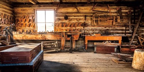 8x4ft Carpenter's Room Backdrop Wooden House Tools Full of Wall Photography Background for Workers Boys Men Fathers Day Themed Birthday Party Decorations Portrait Photo Studio Props Vinyl - size: 8x4ft