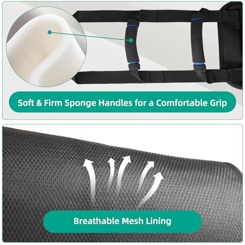 Transfer Sling, Gait Belt Transfer Belt with Padded Handles for Patient Lift Assist & Mobility Standing - Safely Move Elderly and Disabled from Bed and Wheelchair - color: Black