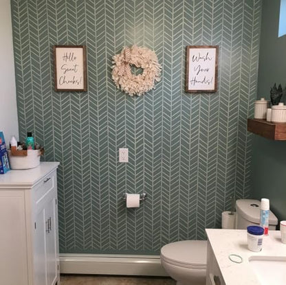 Geometric Wall Stencils for Painting 14” Herringbone Stencil Brick Hexagon Lines Wall Stencils for Painting Large Pattern - style: Geometric