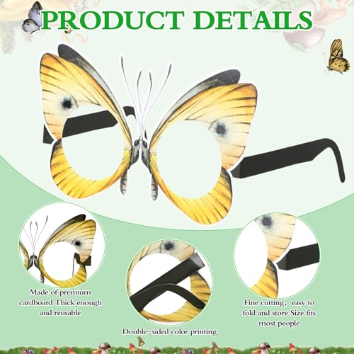 Pajean 36 Pcs Enchanted Forest Party Decorations Mushroom Themed Eyeglasses Wild Mushrooms Paper Glasses Photo Booth Props Frame Favors for Woodland Shower Birthday Party Decor Supplies - style: Mushroom