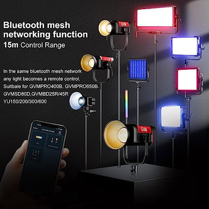GVM 200W LED Video Light with Lantern Softbox, SD200B Continuous Lighting Kit with Bluetooth Mesh Network/DMX Control, 2700K-6800K Studio Light Photography Lighting Kit, 45400lux/1m, 12 Scene Effects - size: Sd200b-set2