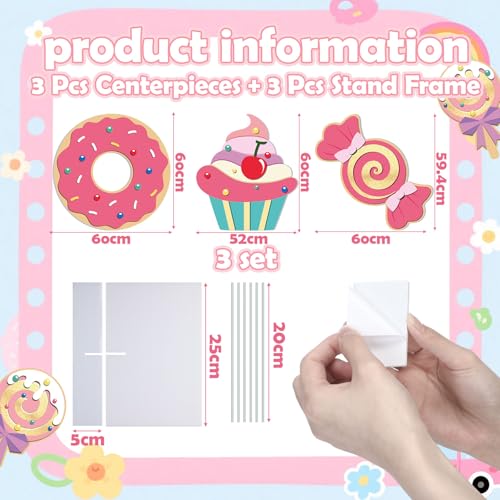 Soulchen 3 Pcs 24 Inch Large Candy Party Indoor Backdrop Decorations 3 Candy Board Signs with Bases, Candyland Photo Booth Props for Christmas Holiday Display Candyland Birthday Photo Booth Decor - style: Candy Party