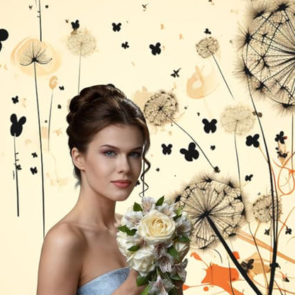 Dandelion Hearts Backdrop Background for Photography 5x7ft Photobooth Professional Photo Backdrop Curtains Video Photography Studio Photo Backgrounds Banner Booth Background Screen Parties - color: Dandelion Hearts