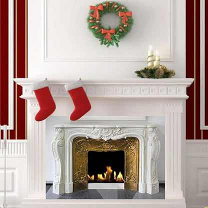 5x3ft White Marble Fireplace Backdrop Interior European Style Stone Fireplace Photo Backdrop Winter Christmas Fireplace Photography Background Home Decor Photo Booth - size: 5x3FT
