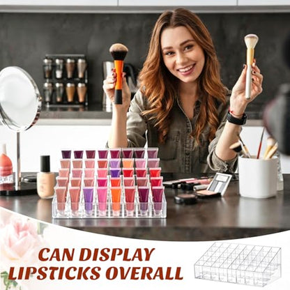 Macarrie 4 Pieces Lipstick Holder Organizer Acrylic Lipstick Makeup Organizer Case Display Stand Storage Box for Lipsticks Lipgloss Brushes Cosmetics (40 Slot) - size: 40 Slot