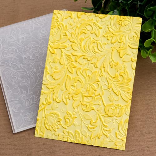 Briartw 3D Embossing Folder for Card Making Adding Textured Detail to Paper Crafting 6.3x4.5inch Clear Texture Plate Perfect for Heavyweight Cardstock (≥250gsm/92lb),Flowers Texture Template - color: Flowers