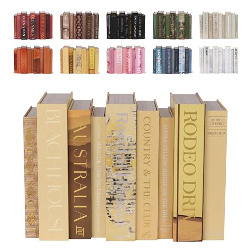 ORITZIO Yellow Faux Books Set of 9 - Hidden Storage Decorative Fake Books for Coffee Table, Home Staging, Interior Design & Fashion Accents & Beach House Accessories - color: Yellow