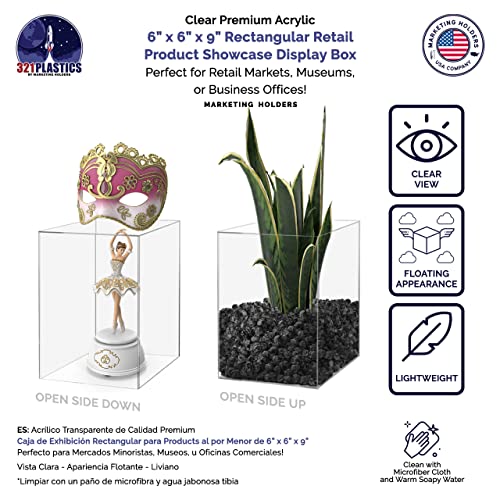 2 Pack Food Riser for Buffet Table Clear Acrylic Box 6" x 9" Display Stand Hollow Bottom No Lid for Catering and Events No Assembly by Marketing Holders - size: 6"w x 9"h
