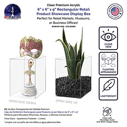2 Pack Food Riser for Buffet Table Clear Acrylic Box 6" x 9" Display Stand Hollow Bottom No Lid for Catering and Events No Assembly by Marketing Holders - size: 6"w x 9"h