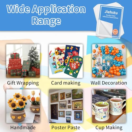 30 Sheets A4 Double Sided Adhesive Sheets, 8.3 x 11.5 Inch Super Strong Sticky Tape for Arts Craft Scrapbooking Photo Albums Home Decorative