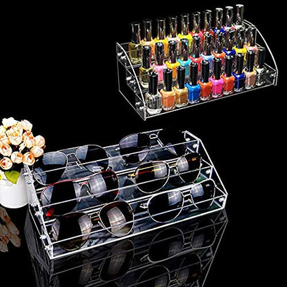 3 Tiers 2PCS Clear Acrylic Nail Polish Holder Essential Oils Stand Lipstick Makeup Desktop Organizer Candy Storage Retail Store Display Brochure Space Saver Agentia Container Exhibition Sample Show - size: 3 Floors 2 Sets