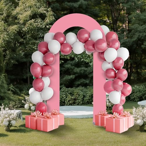 Babenest 7.2Ft Spandex Open Arch Backdrop, Fitted Double-Sided U-Shaped Wedding Arch Cover, Round Top Chiara Stand for Ceremony Baby Shower Birthday Party Decoration (Dusty Pink) - color: Dusty Pink