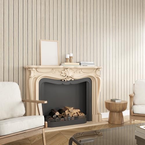 VEELIKE Coastal Oak Wood Wall Panels Peel and Stick Light Oak Wood Slat Wall Panel for Bedroom Living Room Accent Walls 30''x118'' 3D Wooden Panels Self Adhesive Foam Slat Roll for Kitchen Office RV - color: Ash Oak, size: 30''x118''