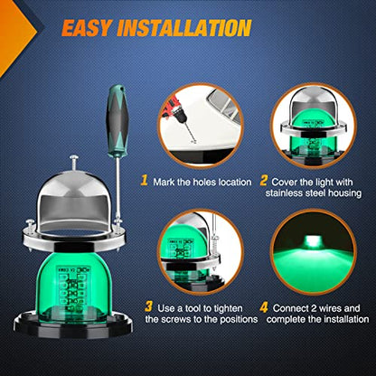 Nilight Marine Boat Navigation Light 2PCS 8LED Red Green LED Port Starboard Signals Bow Lights 12V Waterproof for Skeeter Yacht Pontoon Speedboat Sailboats Fishing Boats - color: 8LED Navigation Light-2Pcs