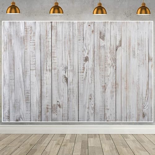 Vintage Wood Backdrop - Retro Rustic Photography & Video Studio Props, White & Gray, 10x8ft - size: 10x8ft