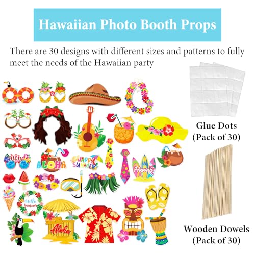 Hawaiian Party Photo Booth Props Kit, 30 PCS Luau Photo Booth Props with Large Inflatable Selfie Picture Frame for Hawaiian Tropical Tiki Summer Pool Party Supplies - size: Hawaiian Inflatable Frame 2