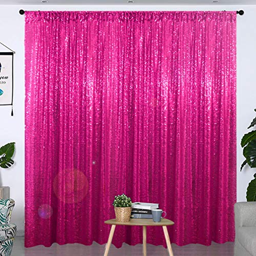 Partisout Sequin Backdrop Curtain 4ftx7ft Sequence Backdrops Party Glitter Background Sparkle Wedding Photo Shimmer Curtains (Hot Pink) - color: Hot Pink, size: 4ftx7ft