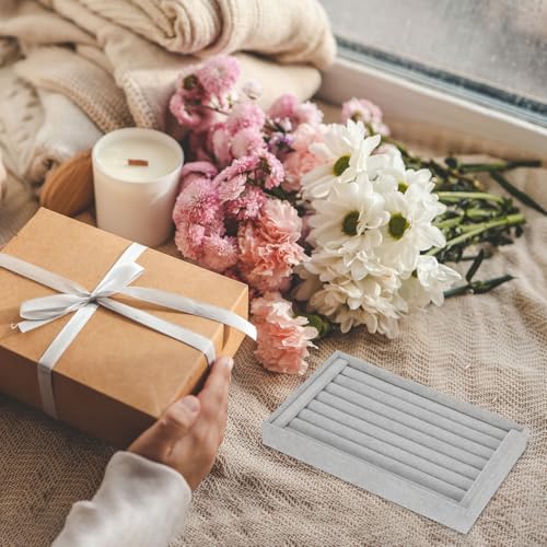 uxcell Velvet 7 Slots Ring Organizer Jewelry Display Tray Showcase Ring Holder Velvet Jewelry Organizer Stand for Rings Earrings White - color: White