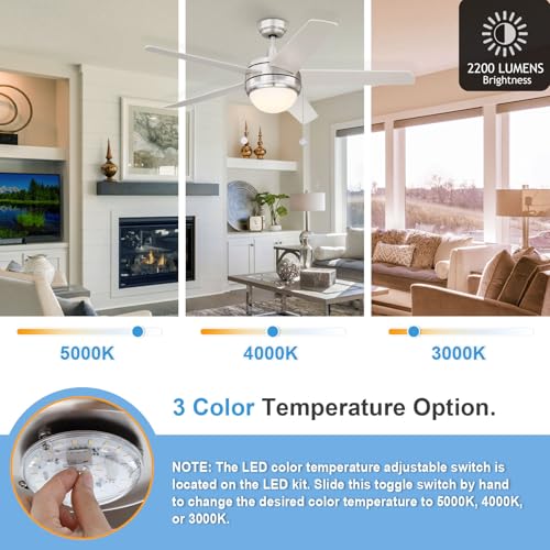 4 Inch Ceiling Fan LED Light Replacement, 18W 2200LM 3000K 4000K 5000K LED Ceiling Fan Light Kit, Ceiling Fan Light Kit Replacement, 120V, CRI90, Dimmable - color: 3CCT 3000/4000/5000K