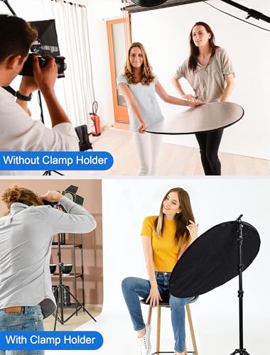 Selens Portable 43inch/110cm Light Reflector with Clamp,5 in 1 Collapsible Multi Disc Photography Reflector Translucent,Silver,Gold,White,Black for Studio Photography Lighting and Outdoor Lighting - size: 5 in 1 43inch with clamp