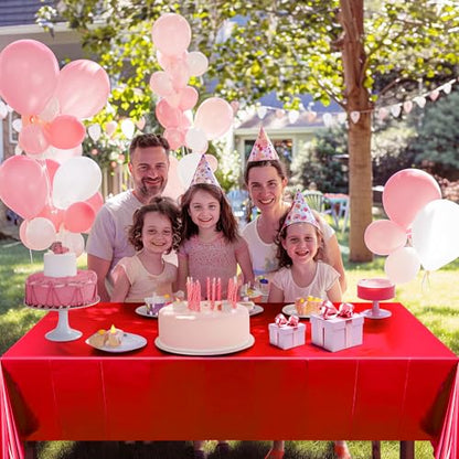 2pcs Red Foil Tablecloth 54*72 Inch Plastic Christmas Carnival Birthday Party Table Cloths Disposable Waterproof Table Cover for Graduation Anniversary Wedding Baby Shower Bridal Party Supplies - color: Red