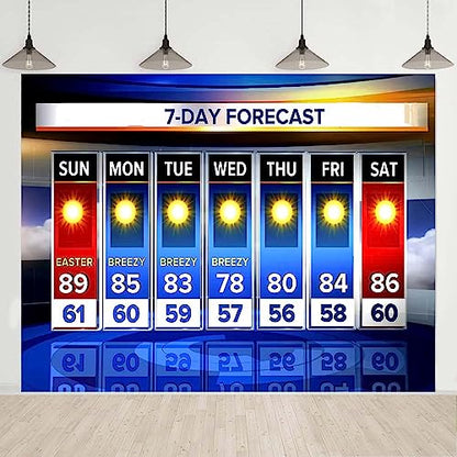 Weather Forecast Backdrop 8x6ft Seven-Day Broadcast Sunny Day Photo Background Business Study Portrait Studio Prop Wallpaper BJMYLU433 - size: vinyl-8x6ft