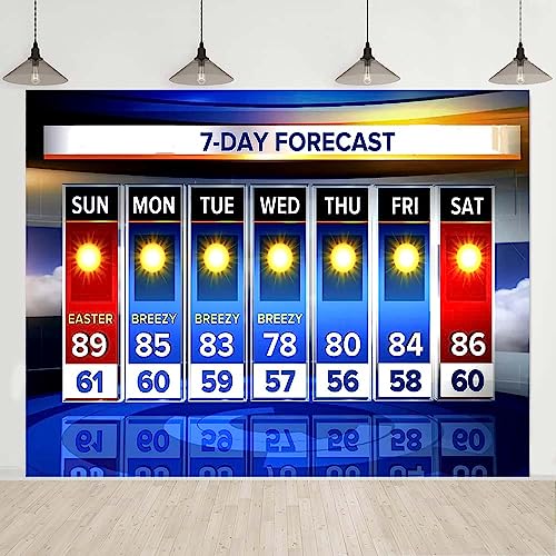 Weather Forecast Backdrop 8x6ft Seven-Day Broadcast Sunny Day Photo Background Business Study Portrait Studio Prop Wallpaper BJMYLU433 - size: vinyl-8x6ft