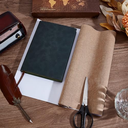 CRASPIRE 51 x 11.8 Inch Brown Linen Book Cloth Bookbinding Book Cover Peru Polyester Fabric Paper Backed Woven Book Fabric for Books Album Scrapbooking Archival DIY Covering Bookbinding Protector - color: Peru
