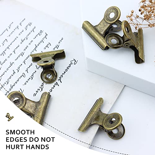 20 Pieces Metal Bulldog Binder Clips, 1.2 Inch Hinge Paper Clips Clamps for Food Bags, Pictures Photos, Art Crafts, Home Office Supplies (Bronze) (Pack of 2) - size: 1.2 Inch (Pack of 2)