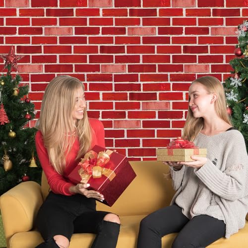 3 Pack 108x54 inch Red Brick Tablecloth,Brick Wrapping Wallpaper Backdrop Disposable Plastic Rectangular Table Covers Background for School Home Birthday Holiday Halloween Christmas Decorations