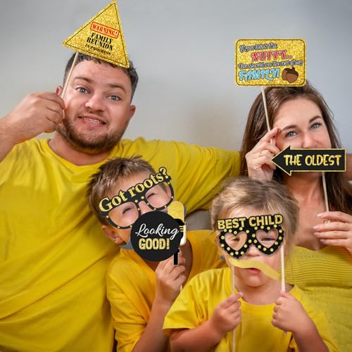 Hilarious 17Pcs Family Reunion Photo Booth Props Funny Family Gathering Party Photobooth Props Family Tree Reunion Selfie Props with Sticks for Home Gathering Party We are Family Party Supplies