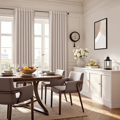 Guken Champagne Linen 100% Blackout Curtains 102 Inches Long Modern Black Out Light Blocking Noise Cancelling Back Tab Hook Belt Curtain for Room Divider Backdrop Living Room 2 Panels Set 52x102 - color: Champagne, size: 52"W x 102"L (Pack of 2)