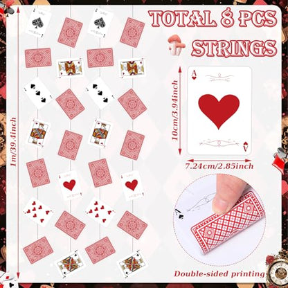 Xinnun 8 Pcs Wonderland Tea Party Decorations Wonderland Themed Poker Cards Garland Banners Heart Spade Pattern Card Hanging Decor for Birthday Baby Shower Tea Party Supplies - style: Poker Card