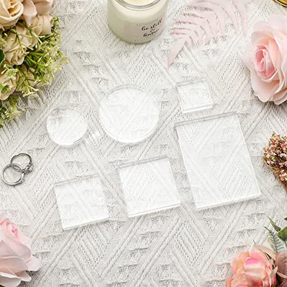 Amyhill 6 Pcs Acrylic Blocks Wedding Flat Lay Props Acrylic Styling Photography Clear Stamp Display Block Set Props Wedding for Scrapbooking Crafts(Square, Round) - style: Square, Round