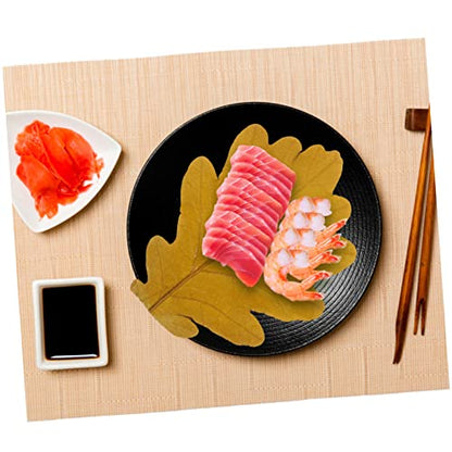 ABOOFAN 20pcs Japanese Sushi Leaves Decor Sashimi Plate Decor Unique Sushi Mat for Food Photography