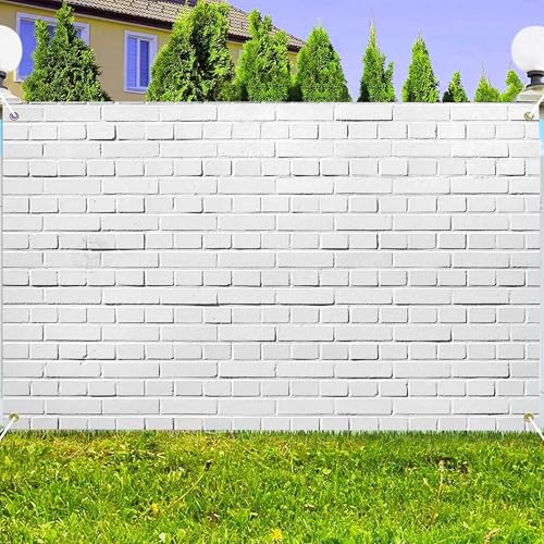 White Brick Wall Photo Backdrop 10 x 8 ft Polyester Fabric Vintage White Grey Stone Wall Background Kids Adults Portrait Photo Booth for Birthday Graduation Party Home Decoration Banner - color: WHITE, size: 10x8 FT