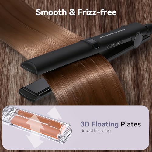 2 in 1 Hair Straightener and Curler | 11 Temp Settings (265°F-450°F) | 20s Fast Heating | Dual Voltage | Auto Shut-Off | for All Hair Types with Heat Glove & Clips