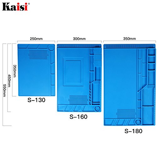 Kaisi Heat Insulation Silicone Repair Mat with Scale Ruler and Screw Position for Soldering Iron, Phone and Computer Repair Size: 13.7 x 9.8 Inches