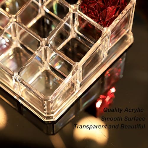 Clear Acrylic Lipstick Lip Gloss Organizer 9 Slots Small Comestic Display Holder for Nail Polish Essential Oil - size: 9 Spaces