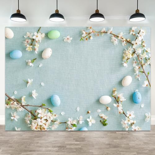 5x3ft Easter Photo Backdrop Spring Cherry Blossom Background Easter Eggs Decor for Photography Spring Banner Floral Backdrop for Photoshoot Event Decor - color: color 6, size: 5x3ft